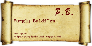 Purgly Balázs névjegykártya